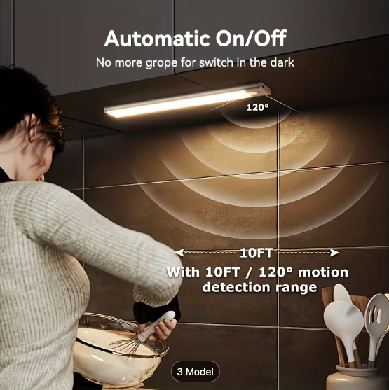 Magnetic LED Motion Sensor Cabinet Light — Pack of 2 (30cm, USB-C Rechargeable)