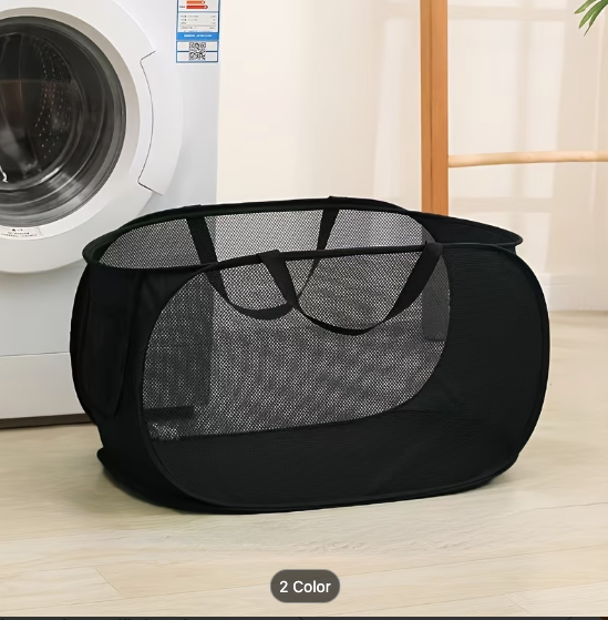 Foldable Mesh Laundry Basket with Handles