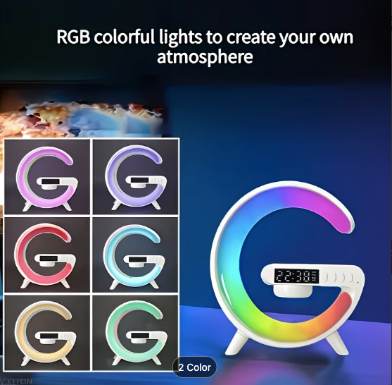 Smart Wireless Charging Station with Colour Light & Bluetooth Speaker
