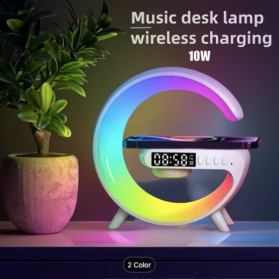 Smart Wireless Charging Station with Colour Light & Bluetooth Speaker