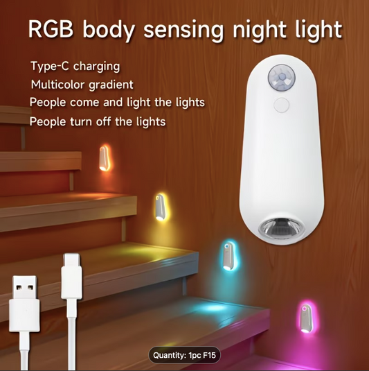 Motion Sensor Night Light — USB Rechargeable with 8 Colour Options