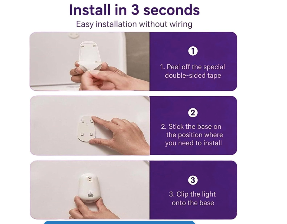 Motion Sensor Night Light — USB Rechargeable with 8 Colour Options