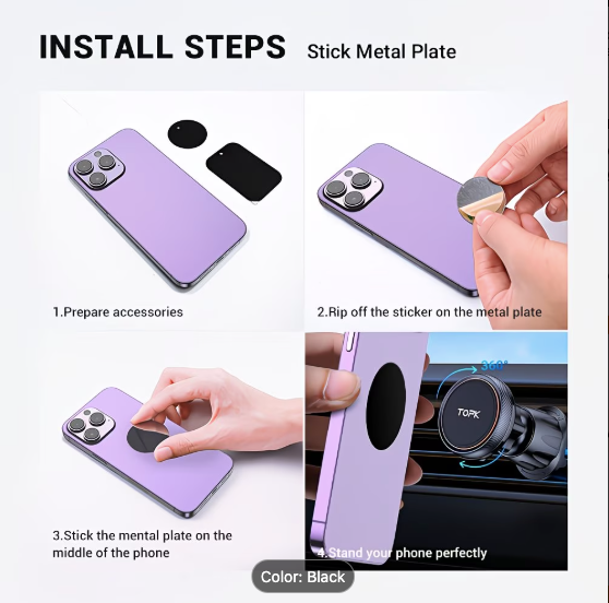 TOPK Magnetic Car Phone Mount — N52 Super Strong Air Vent Holder