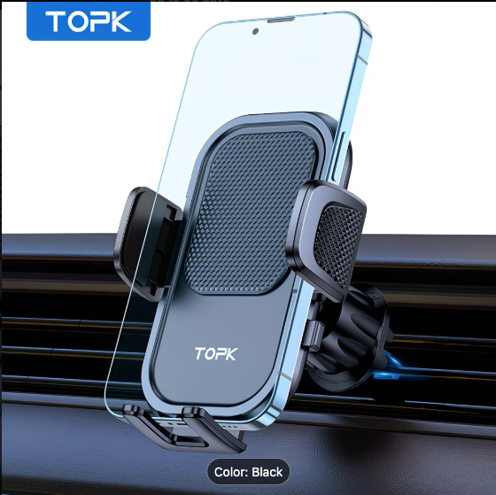 TOPK Car Phone Mount — 360° Rotation Air Vent Holder for All Smartphones