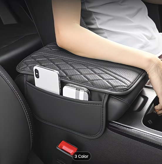 Synthetic leather Car Armrest Pad with Storage Bag — Universal Fit