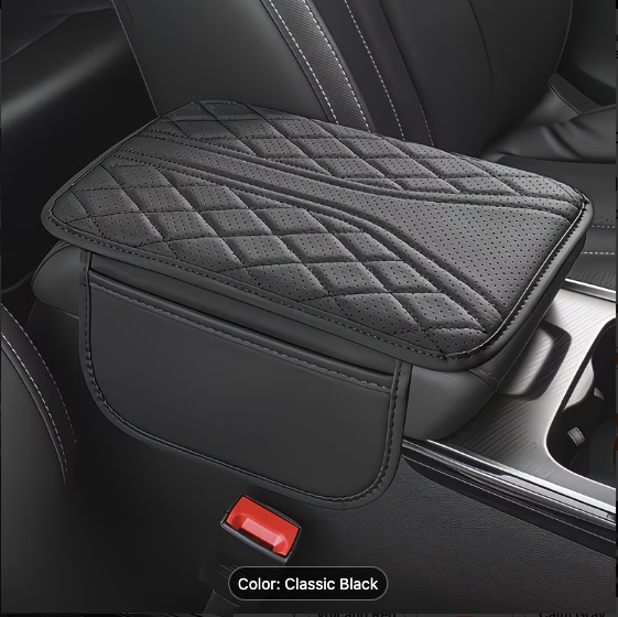 Synthetic leather Car Armrest Pad with Storage Bag — Universal Fit