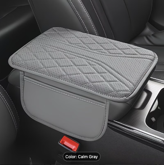 Synthetic leather Car Armrest Pad with Storage Bag — Universal Fit