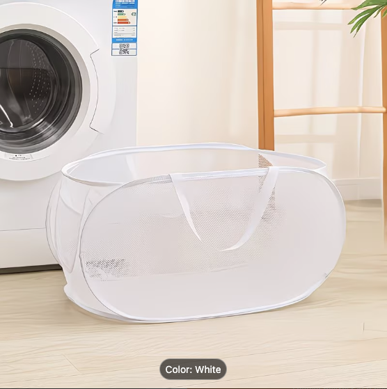 Foldable Mesh Laundry Basket with Handles