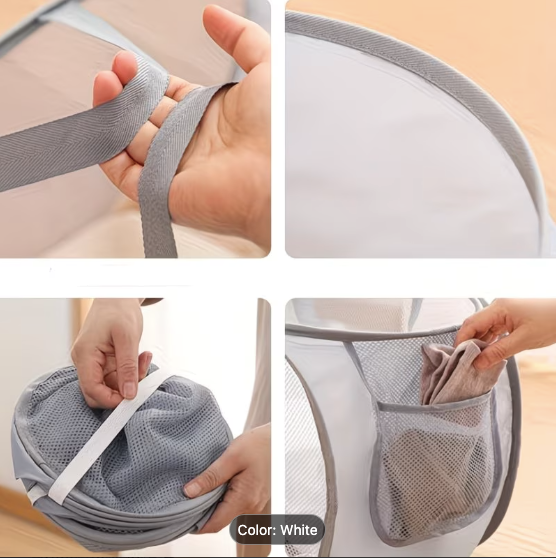 Foldable Mesh Laundry Basket with Handles