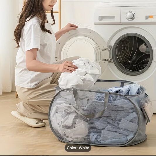 Foldable Mesh Laundry Basket with Handles
