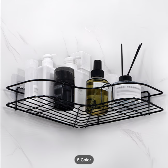 No-Drill Bathroom Corner Shelf — Adhesive Wall Mounted Storage Rack