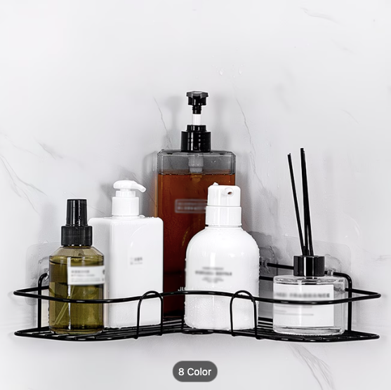 No-Drill Bathroom Corner Shelf — Adhesive Wall Mounted Storage Rack