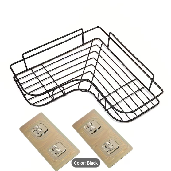 No-Drill Bathroom Corner Shelf — Adhesive Wall Mounted Storage Rack