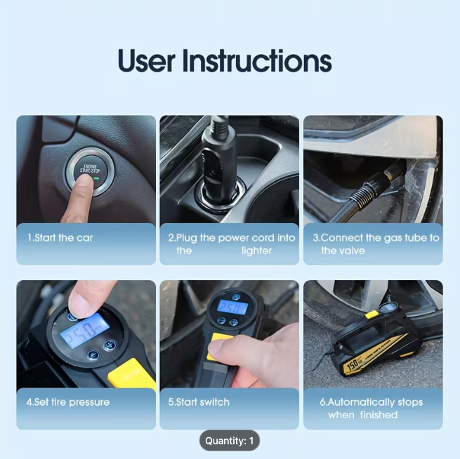 Carsun Digital Tyre Inflator — Portable 12V Air Compressor with LED Light