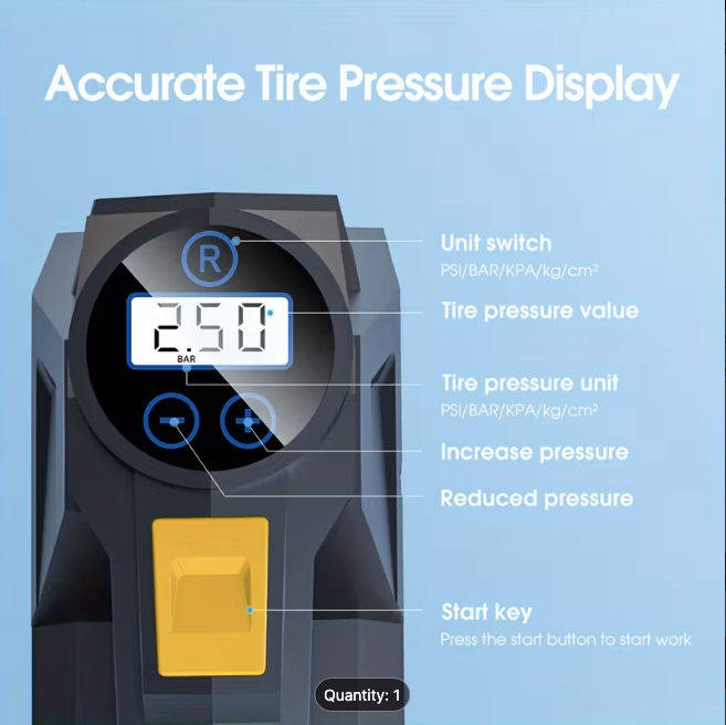 Carsun Digital Tyre Inflator — Portable 12V Air Compressor with LED Light