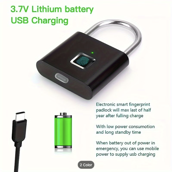 Mini Smart Fingerprint Padlock — Keyless USB Rechargeable Security Lock