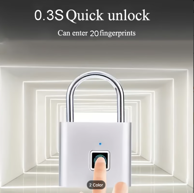 Mini Smart Fingerprint Padlock — Keyless USB Rechargeable Security Lock