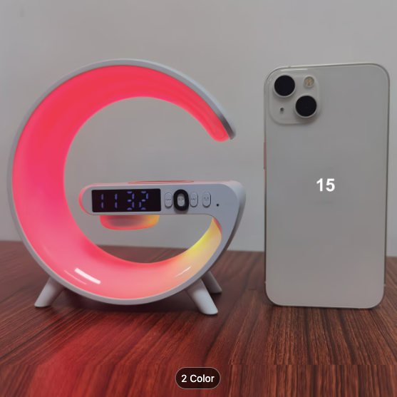 Smart Wireless Charging Station with Colour Light & Bluetooth Speaker