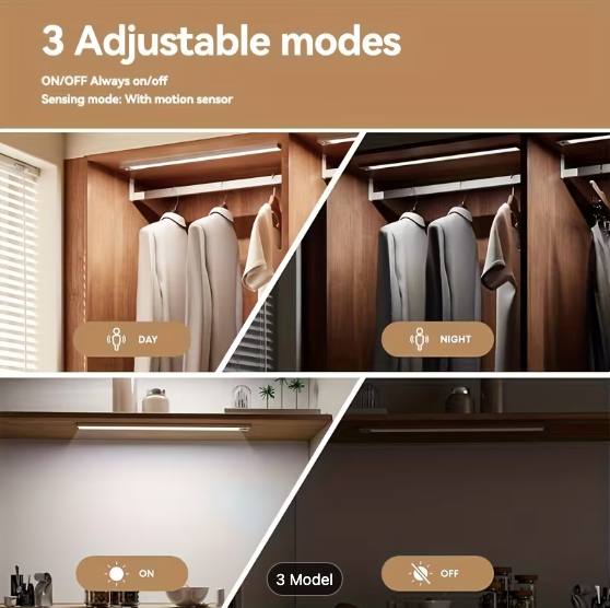 Magnetic LED Motion Sensor Cabinet Light — Pack of 2 (30cm, USB-C Rechargeable)