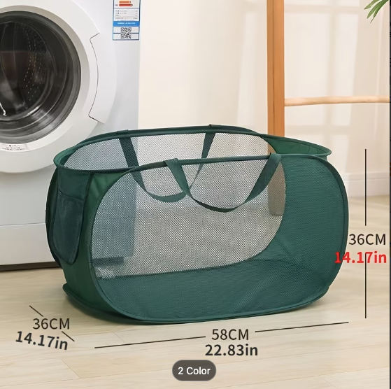 Foldable Mesh Laundry Basket with Handles